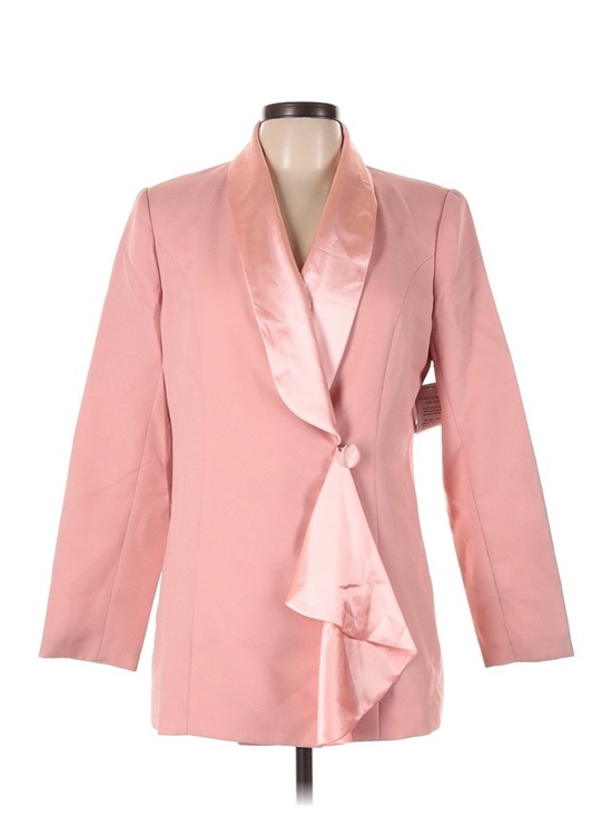Lew Magram Jackets & Blazers - Size 10 Lew Magram Pink Satin-Trim Women's Blazer Jacket